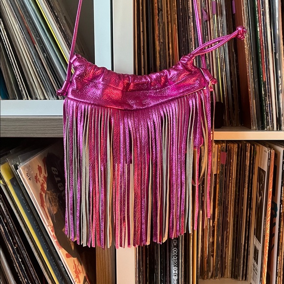 Rebecca Minkoff Handbags - Rebecca Minkoff Fringe Night Out Metallic hot pink Crossbody Bag